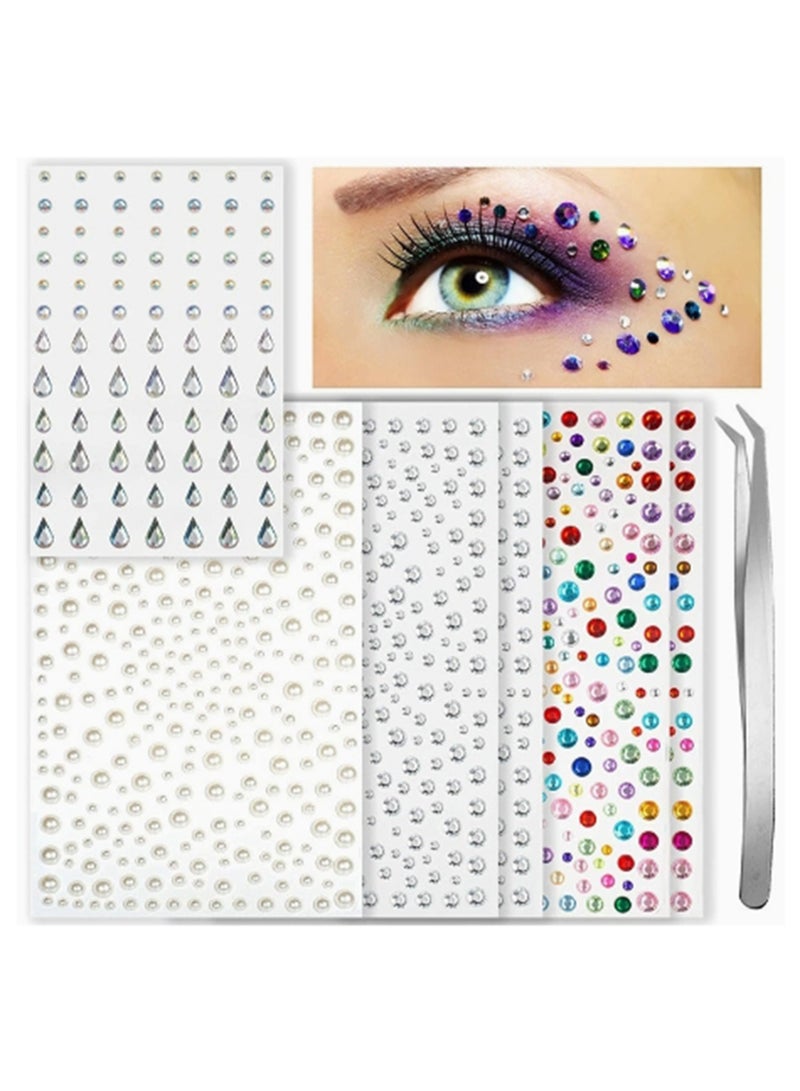نورفوكس 1709pcs ذاتية اللاصق الوجه الأحجار الكريمة واللؤلؤ, مناسبة للمكياج, المجوهرات العطلة, الأحجار الكريمة الشعر, لاصقات الراينس, مناسبة للوجه, العين, مستحضرات التجميل, الأظافر, الحرف الماس ملصقات مجموعات, متعددة الألوان #01 - Image 1