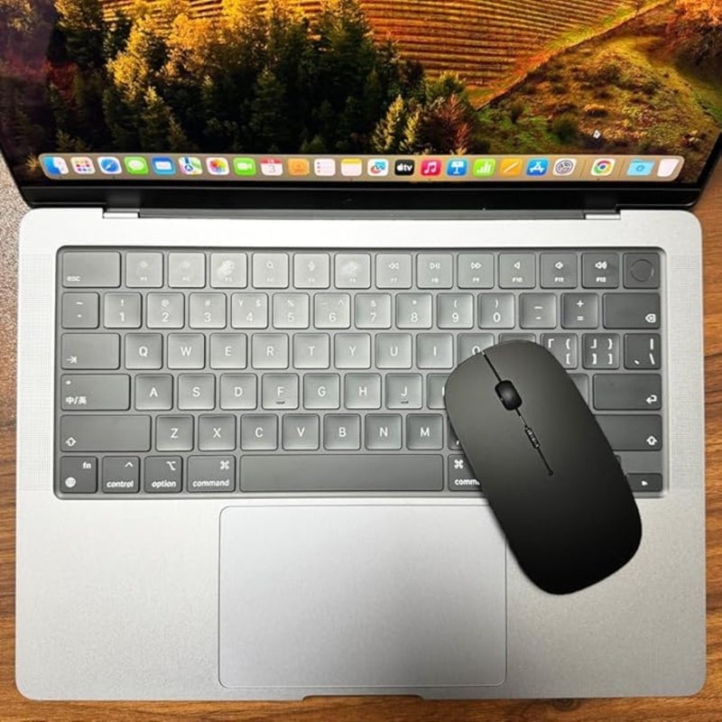 ماوس بلوتوث لاسلكي لأجهزة MacBook Pro وMacBook Air وiMac وiPad والكمبيوتر المحمول والكمبيوتر الشخصي؛ جسم من الألومنيوم أسود؛ قابلة للشحن مع عمر بطارية طويل - Image 2
