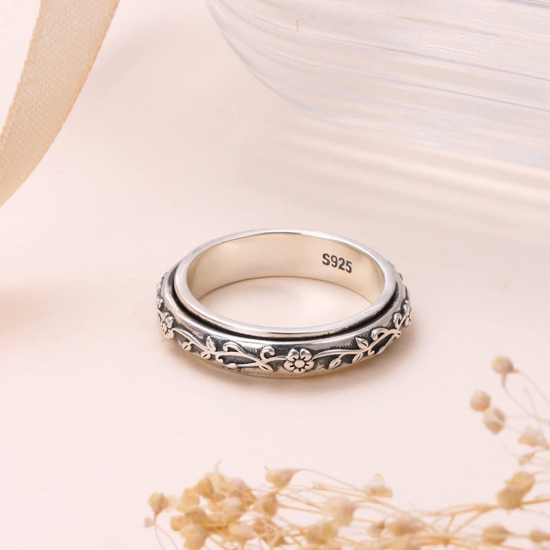 Ladytree Anxiety Relieve Spinner Rings Sterling Silver Worry Stress Relieving Boredom ADHD Autism Ring for Women Men - Image 4