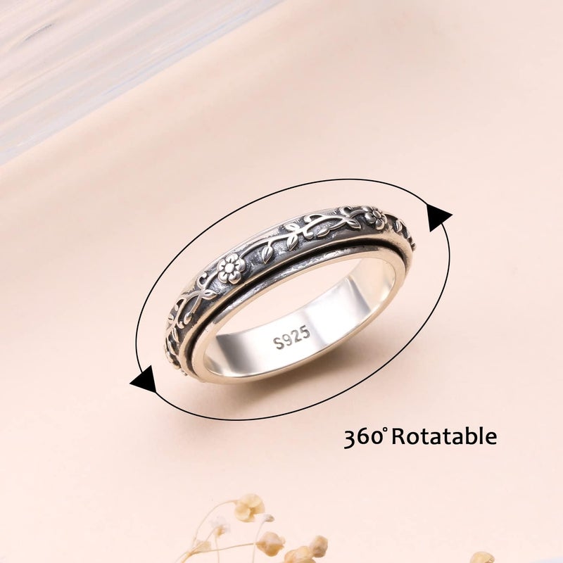 Ladytree Anxiety Relieve Spinner Rings Sterling Silver Worry Stress Relieving Boredom ADHD Autism Ring for Women Men - Image 3