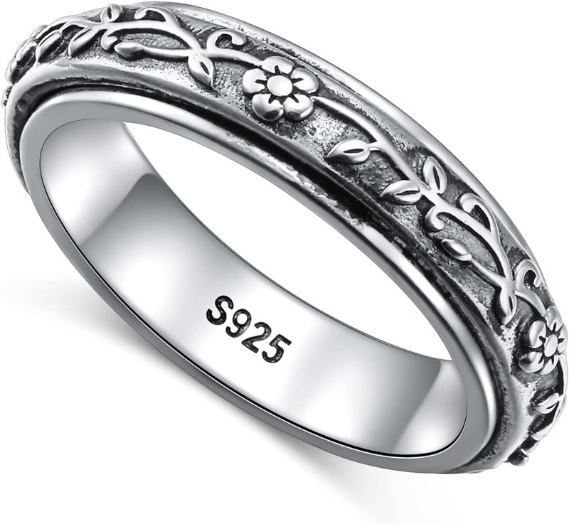 Ladytree Anxiety Relieve Spinner Rings Sterling Silver Worry Stress Relieving Boredom ADHD Autism Ring for Women Men - Image 1