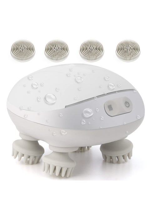 Electric Scalp Massager with Heating | 88 Kneading Nodes for Deep Cleansing & Hair Growth | 3 Speeds & 2 Massage Heads | Portable Body Massager (Latest 2025 Model)