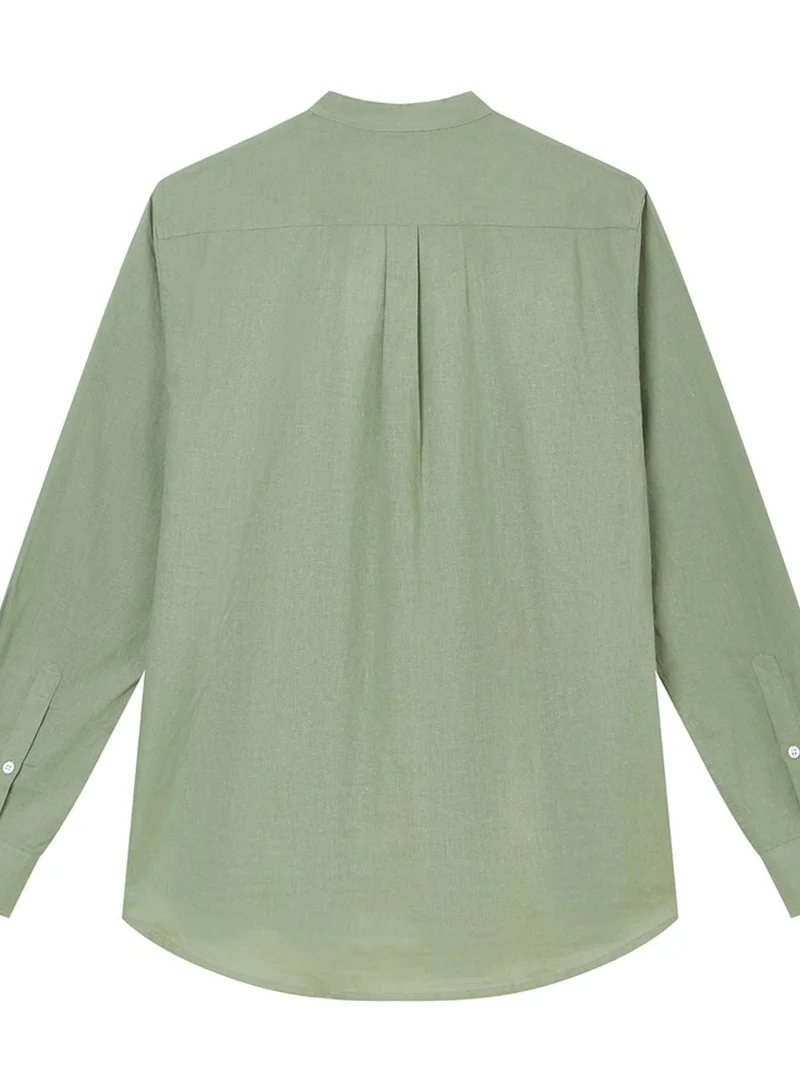 GIORDANO  Men's Slim Linen Cotton Band Collar Shirt for Men | Best Price UAE