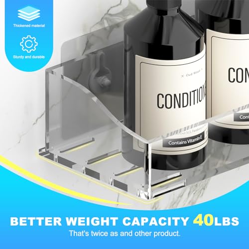 YAWSOUP Acrylic Shower shelves 3 Pack,Adhesive Shower Organizer for Bathroom Storage Home Decor,No Drilling,Transparent Organizer,Shower Caddy for Inside Shower - Image 5