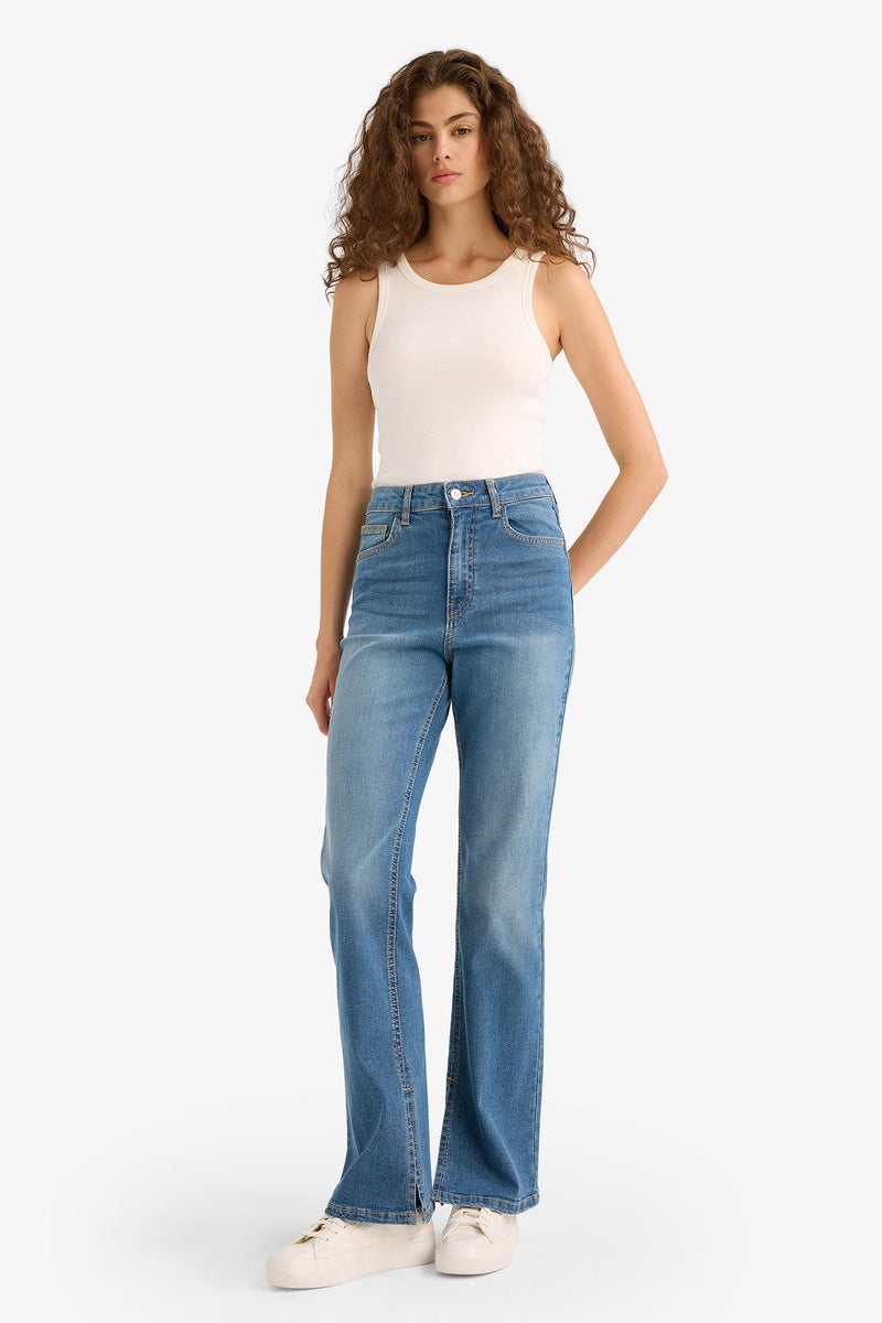 DeFacto Blue Woman Flare Jean Trousers Casual - Image 1
