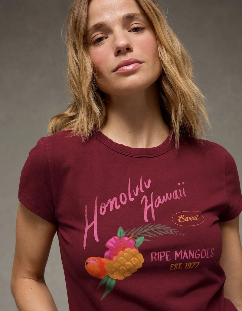 American Eagle  AE Cropped Graphic Baby Tee for Women | Best Price UAE