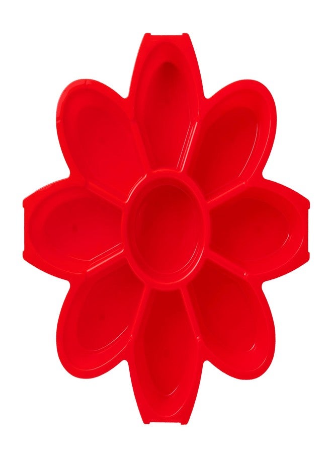 KOLORAE Flower Snack Serving Tray - 9 Compartment Party Platter with Dressing Cup for Chips and Dip, Fruits and Veggies - Game Day & Summer Entertaining Tray - Image 4