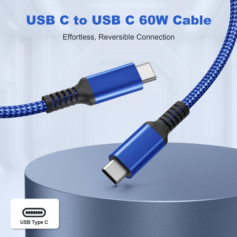 Basesailor USB Type C to C 60W Cable 10ft/2Pack,Power Delivery Fast Charging PD Charger Cord for MacBook Mac Pro,iPad Air 5 4th 5th Mini 6 6th Generation,Samsung Galaxy Note 20 S23 S21 S22 22 Tab S9 - Image 3