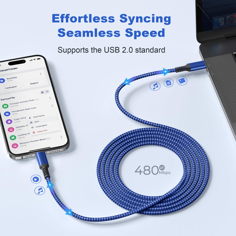 Basesailor USB Type C to C 60W Cable 10ft/2Pack,Power Delivery Fast Charging PD Charger Cord for MacBook Mac Pro,iPad Air 5 4th 5th Mini 6 6th Generation,Samsung Galaxy Note 20 S23 S21 S22 22 Tab S9 - Image 4