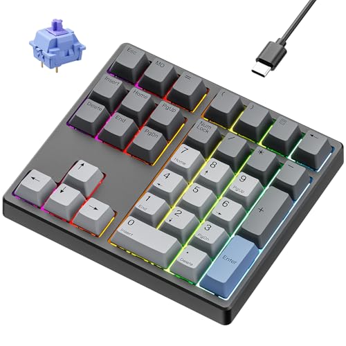 Kisnt MF34 Wired Mechanical Number Pad, QMK/VIA Programmable, 34 Keys Hot Swappable Numpad, Custom RGB Backlit with PBT Keycaps for Laptop, MacBook, PC Desktop, Compact Keyboards(Black, Linear Switch) - Image 1