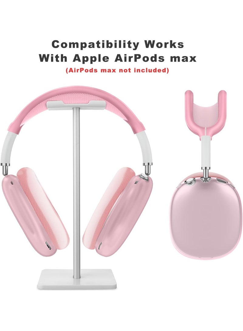 4 in 1 Case Cover for AirPods Max Headphones,Anti-Scratch Ear Pad Case Cover/Ear Cups Cover/Headband Cover/Top Pad Protector,for AirPods Max. Clear Soft Silicone,Skin Scratch Proof. (Clear Pink) - Image 2