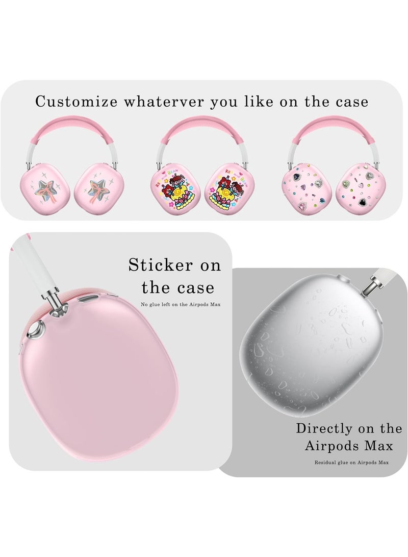 4 in 1 Case Cover for AirPods Max Headphones,Anti-Scratch Ear Pad Case Cover/Ear Cups Cover/Headband Cover/Top Pad Protector,for AirPods Max. Clear Soft Silicone,Skin Scratch Proof. (Clear Pink) - Image 5