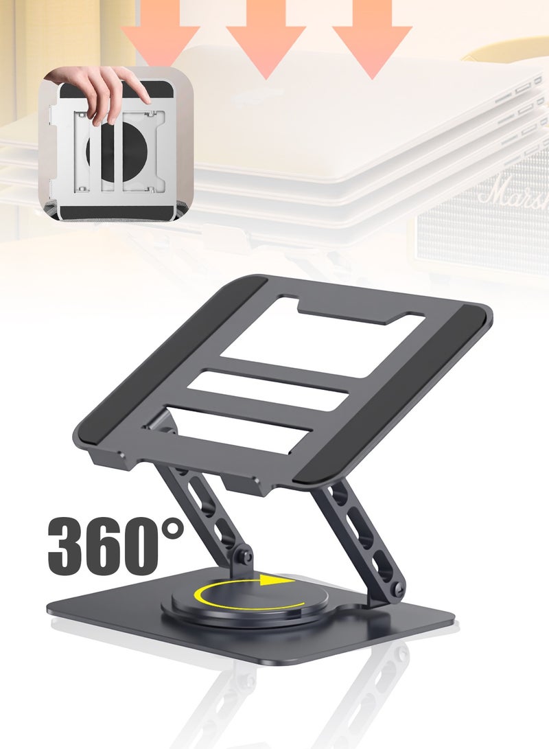 Adjustable Laptop Stand for Ergonomic Desk Stand with 360° Rotating Base, Foldable Laptop Stand Compatible with 10-17 Inch Laptops - Image 1