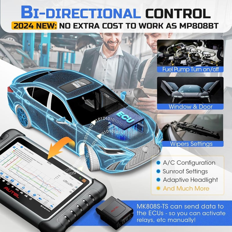 Autel MaxiCOM MK808S-TS OBD2 Scanner: 2025 Updated of MK808BT PRO, MK808TS MX808TS TS601 with Bidirectional Test, 28 Service 150 Makes, TPMS Programming Relearn Retrofit, All-System Scan, OS 11 4+64G - Image 4