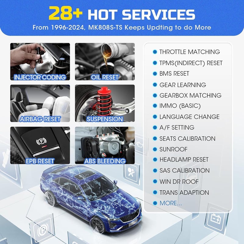 Autel MaxiCOM MK808S-TS OBD2 Scanner: 2025 Updated of MK808BT PRO, MK808TS MX808TS TS601 with Bidirectional Test, 28 Service 150 Makes, TPMS Programming Relearn Retrofit, All-System Scan, OS 11 4+64G - Image 5