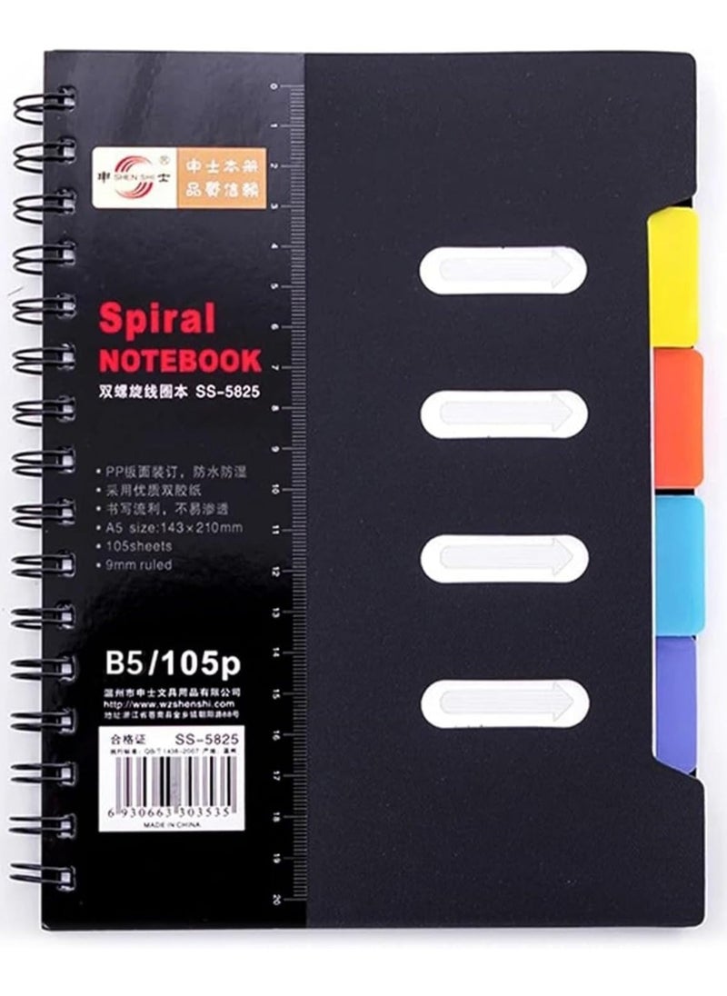 ECVV - Spiral Lined A5 Notebook Loose-leaf Business Memo Notepad Sketchbook for School/Office, Diary Journal Subjects Notebook for Adult/Kids, 105 Pages - Image 1