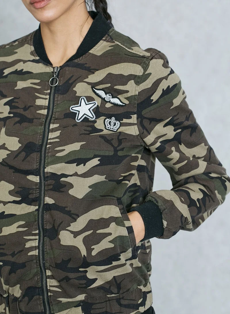 VERO MODA Badges Printed Bomber Jacket