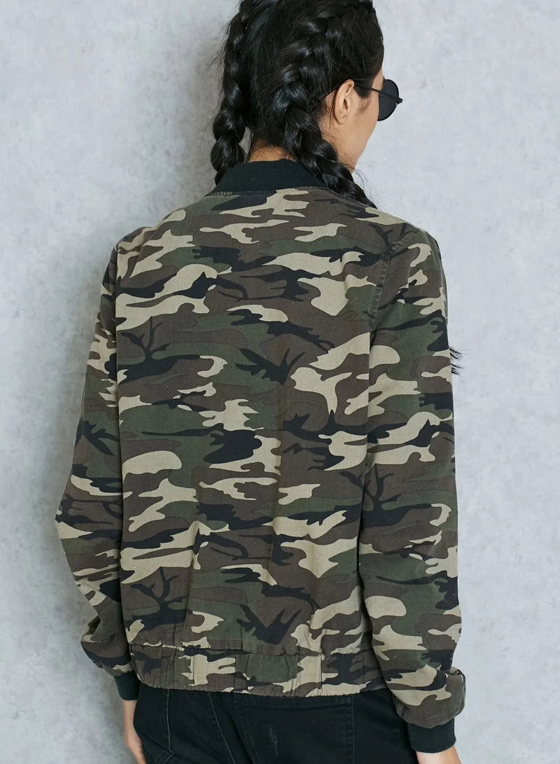 VERO MODA Badges Printed Bomber Jacket