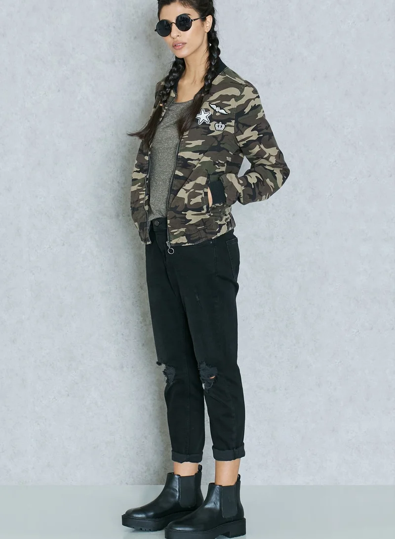 VERO MODA Badges Printed Bomber Jacket