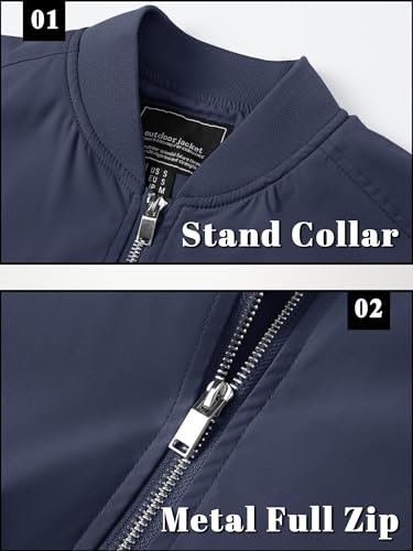 TACVASEN Jackets for Men Bomber Jacket Lightweight Mens Jacket Casual Mens Jackets Outdoor Windbreaker Lightweight Bomber Windproof Coat - Image 5