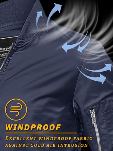 TACVASEN Jackets for Men Bomber Jacket Lightweight Mens Jacket Casual Mens Jackets Outdoor Windbreaker Lightweight Bomber Windproof Coat - Image 3