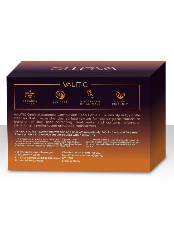 VALITIC Kojic Acid Dark Spot Remover Soap Bars with Vitamin C, Retinol, Collagen, Turmeric - Original Japanese Complex Infused Hyaluronic Acid, E, Shea Butter, Castile Olive Oil (3 Pack), 3.5 Oz - Image 3