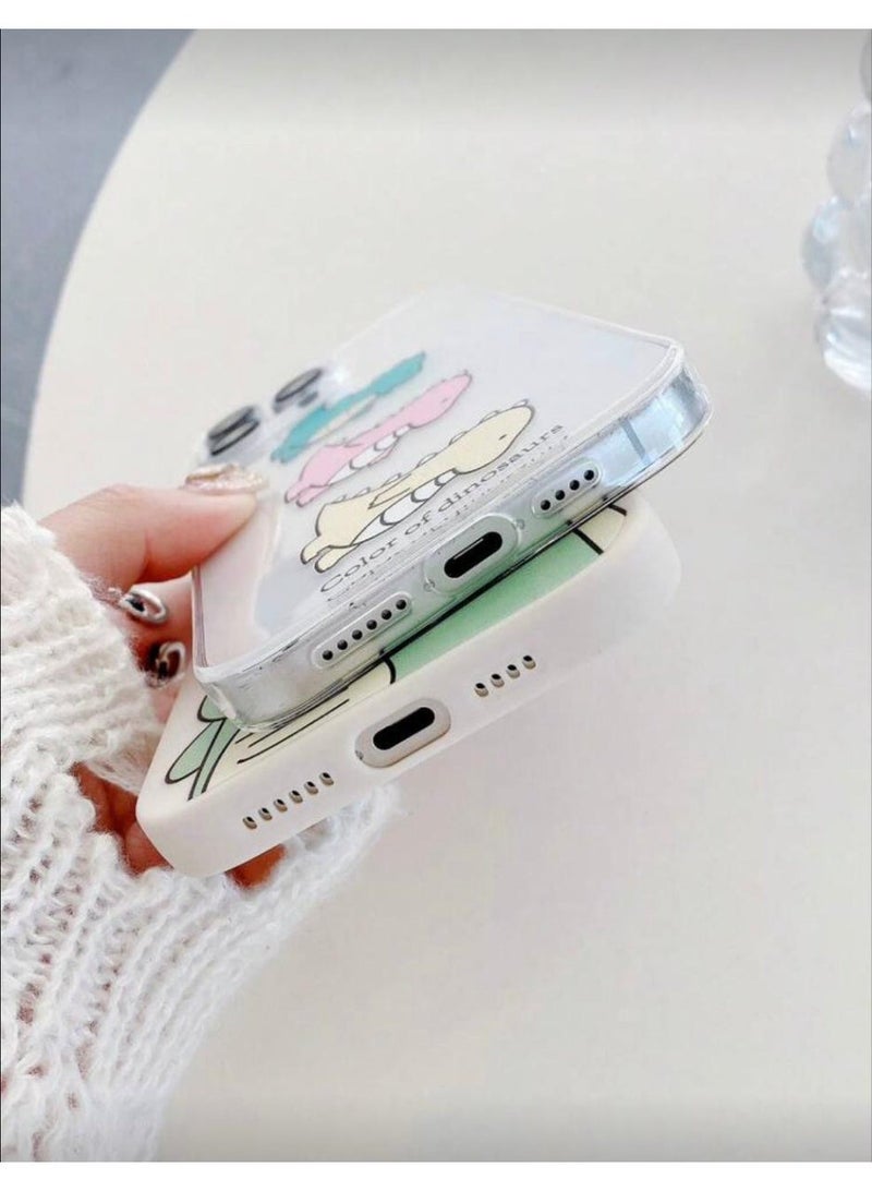 جرابات عدسات الكاميرا لهاتف iPhone 16 Plus بنمط ديناصور كرتوني لطيف بملمس ناعم وودود، 3 قطع - Image 5