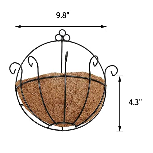 Orgrimmar 2 Pcs Iron Wall Hanging Planters Basket 9.8 Inches Half Round Plant Flower Wall Holder with Coco Coir Liner Plant Hanger Decoration for Garden Porch Balcony Indoor Outdoor - Image 2