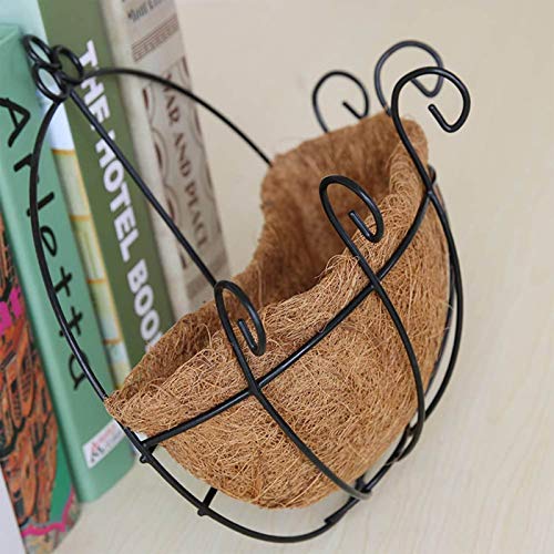 Orgrimmar 2 Pcs Iron Wall Hanging Planters Basket 9.8 Inches Half Round Plant Flower Wall Holder with Coco Coir Liner Plant Hanger Decoration for Garden Porch Balcony Indoor Outdoor - Image 3