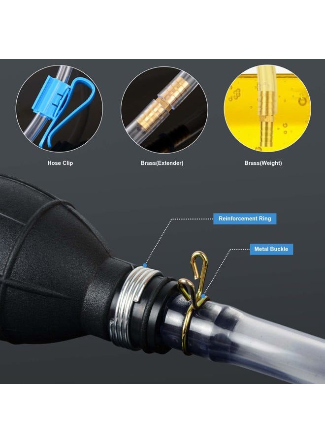 BBjinronjy Siphon Pump for Gasoline Gas Oil Fuel Petrol Diesel Fluid Water Fish Tank,Manual Hand Pump 1 Transfer Pump with 2 Durable PVC Siphon Hoses (15mm) with Hose Clip,Metal Buckles,Brass 1 - Image 5