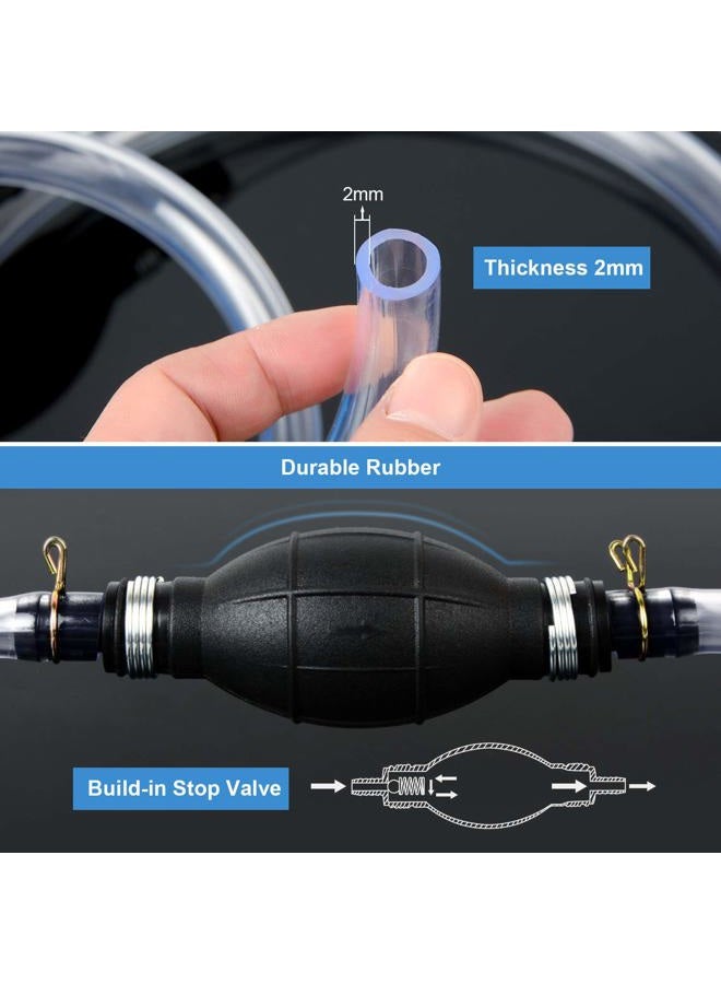 BBjinronjy Siphon Pump for Gasoline Gas Oil Fuel Petrol Diesel Fluid Water Fish Tank,Manual Hand Pump 1 Transfer Pump with 2 Durable PVC Siphon Hoses (15mm) with Hose Clip,Metal Buckles,Brass 1 - Image 4