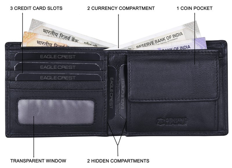 Eagle Crest Falcon Black Leather Wallet for Men - Image 3
