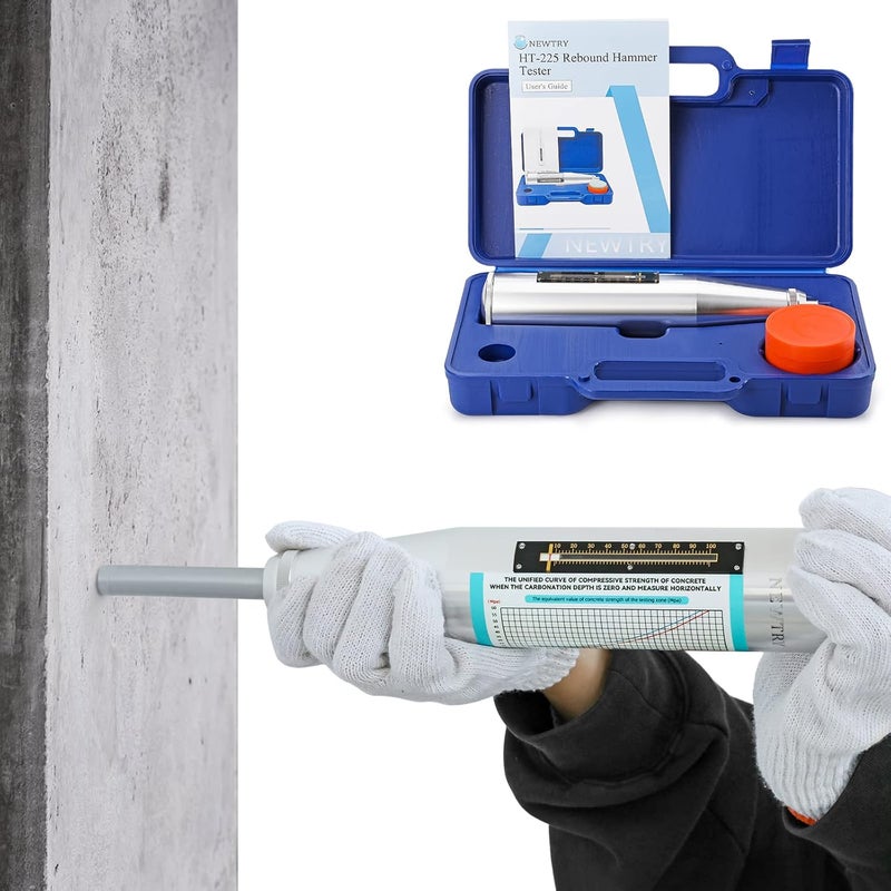 NEWTRY Concrete Rebound Hammer, Tester Portable Resiliometer Test, 10-60Mpa 1450-8702psi with User’s Guide in English Text & Video - Image 1