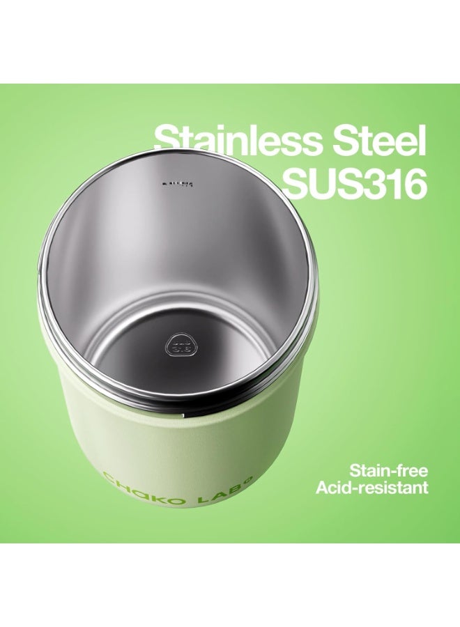 CHAKO LAB Kids Water Bottle with Carrying Rope and Straps | Vacuum Insulated Stainless Steel 16oz for School and Trvels | Two Travel Carrying Options | Matcha Green - Image 5