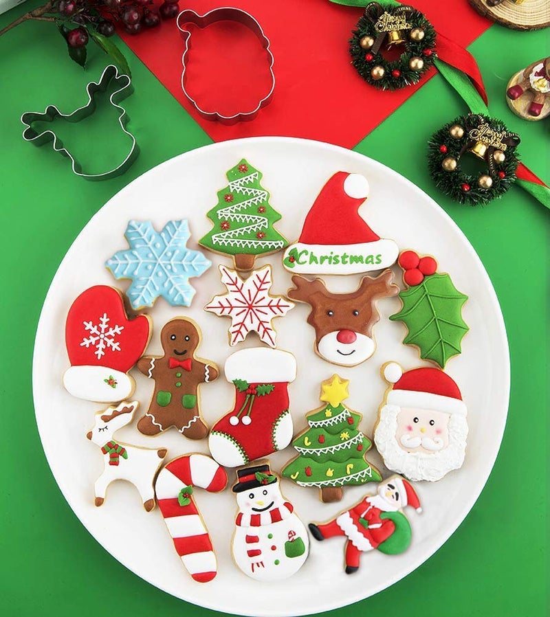 KAISHANE Christmas Cookie Cutters Set of 9 - Star Tree Angel Bell Stocking & More Shapes Stainless Steel - Image 5