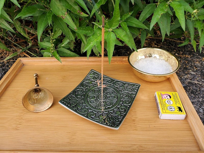 Pure Source India Aluminum Agarbatti Stand Hand Carved Rust Proof 4 Inch x 4 Inch - Image 4