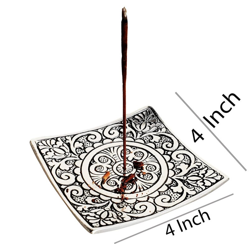 Pure Source India Aluminum Agarbatti Stand Hand Carved Rust Proof 4 Inch x 4 Inch - Image 3