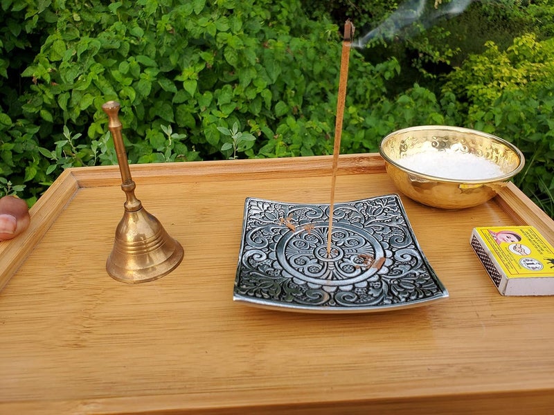 Pure Source India Aluminum Agarbatti Stand Hand Carved Rust Proof 4 Inch x 4 Inch - Image 5