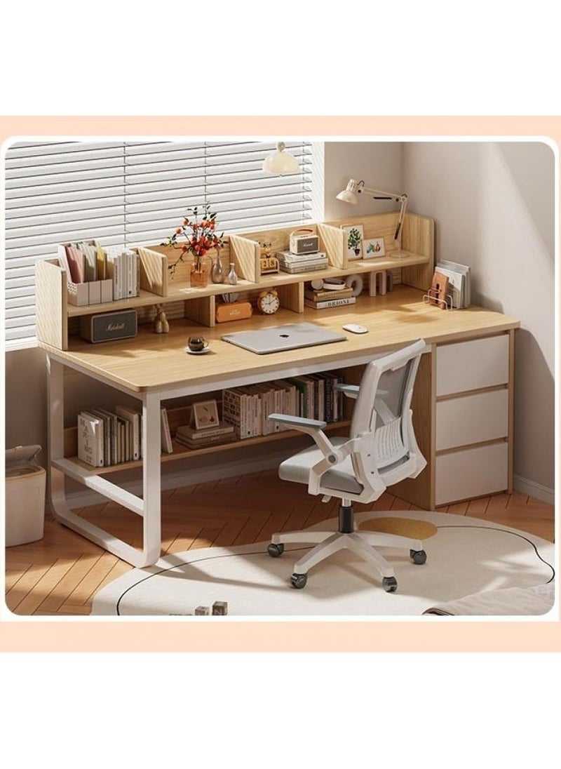 Alissa - Home Office Desk With 3 Large Drawers And Open Shelves Computer Table Study Working Table Gaming Desk With Storage Heavy Duty Desk (120 * 50 * 103cm-Wood Color) - Image 1