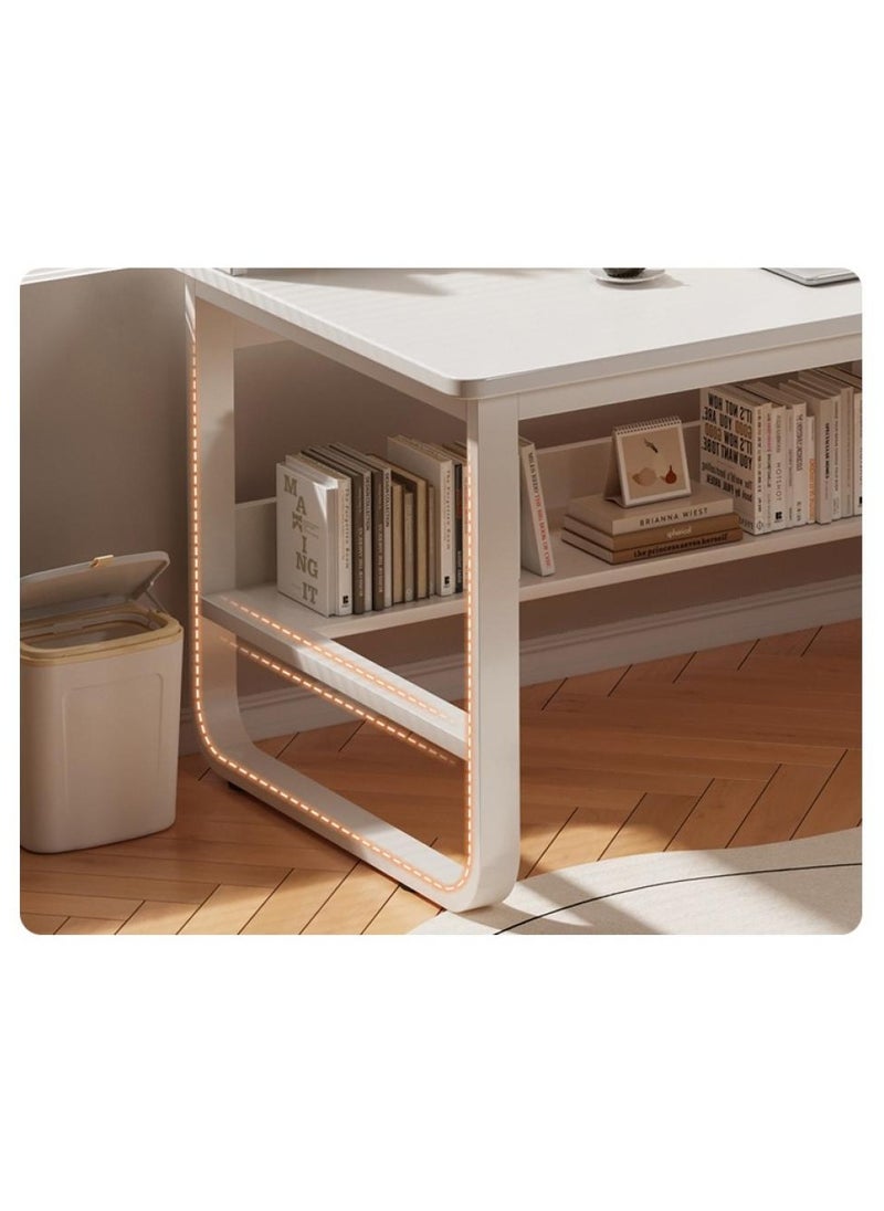 Alissa - Home Office Desk With 3 Large Drawers And Open Shelves Computer Table Study Working Table Gaming Desk With Storage Heavy Duty Desk (120 * 50 * 103cm-Wood Color) - Image 1