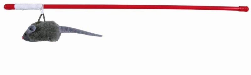 TRIXIE Playing Rod with Squeaky Plush Mouse Toy for Cats & Kittens – Interactive Teaser Wand for Fun, Exercise & Bonding | Soft & Engaging Cat Toy (47 cm) - Image 1