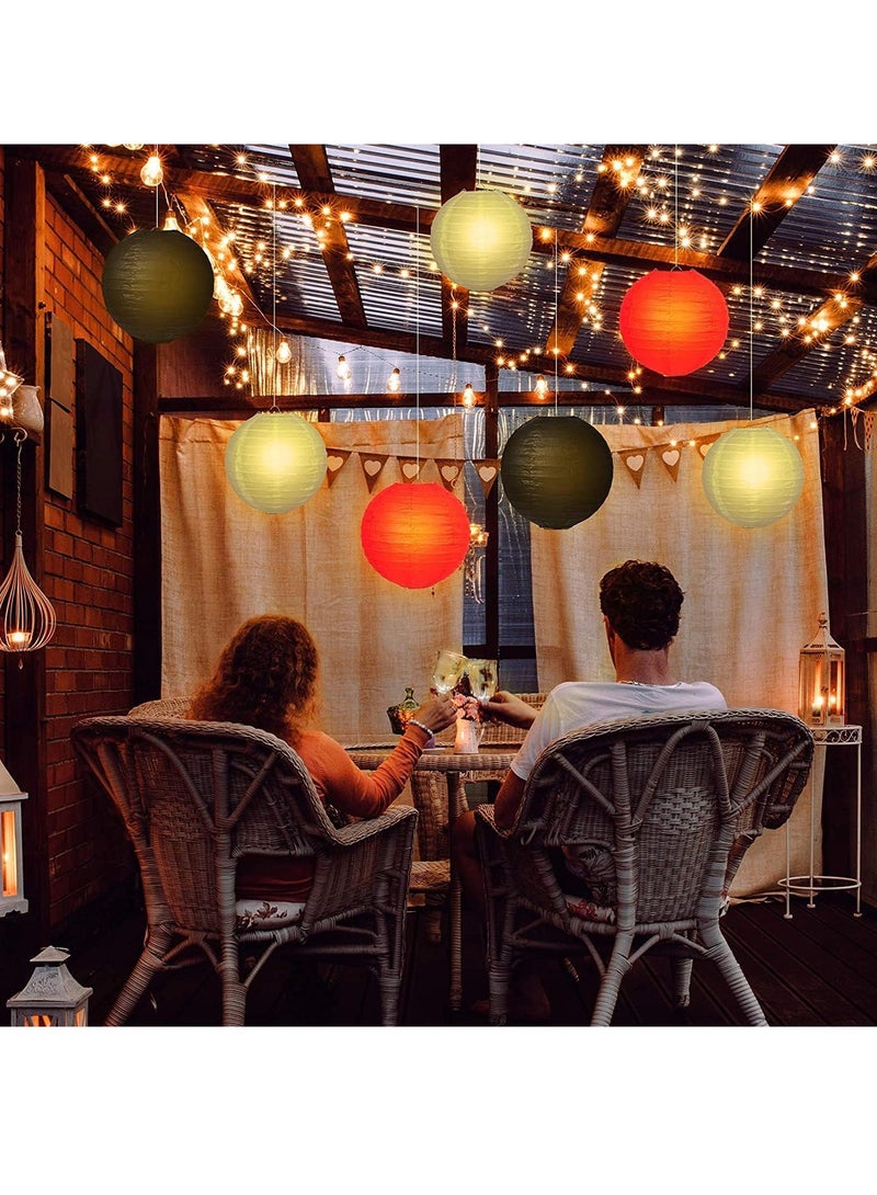 Red Paper Lanterns, 10Pcs 4-12in Round Chinese Hanging Decor, For Wedding Birthday Garden Party Home, Easy to Hang, Reusable - Image 4