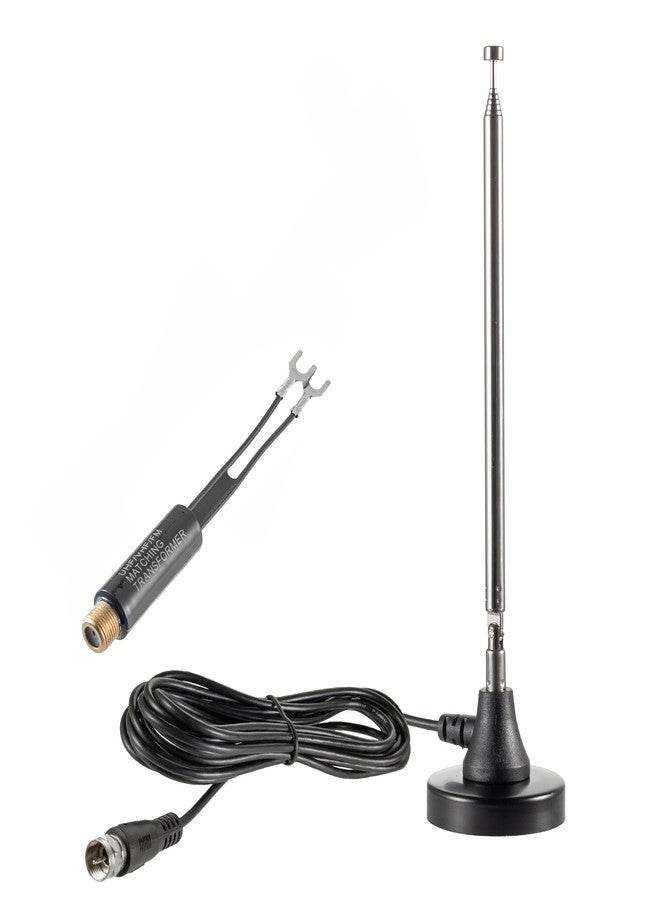 Eifagur 75 Ohm 300 Ohm Magnetic Base FM Radio Telecopic Antenna with 10ft Coaxial Cable for Stereo Receiver Digital HD Radios and Home Theater System - Image 1