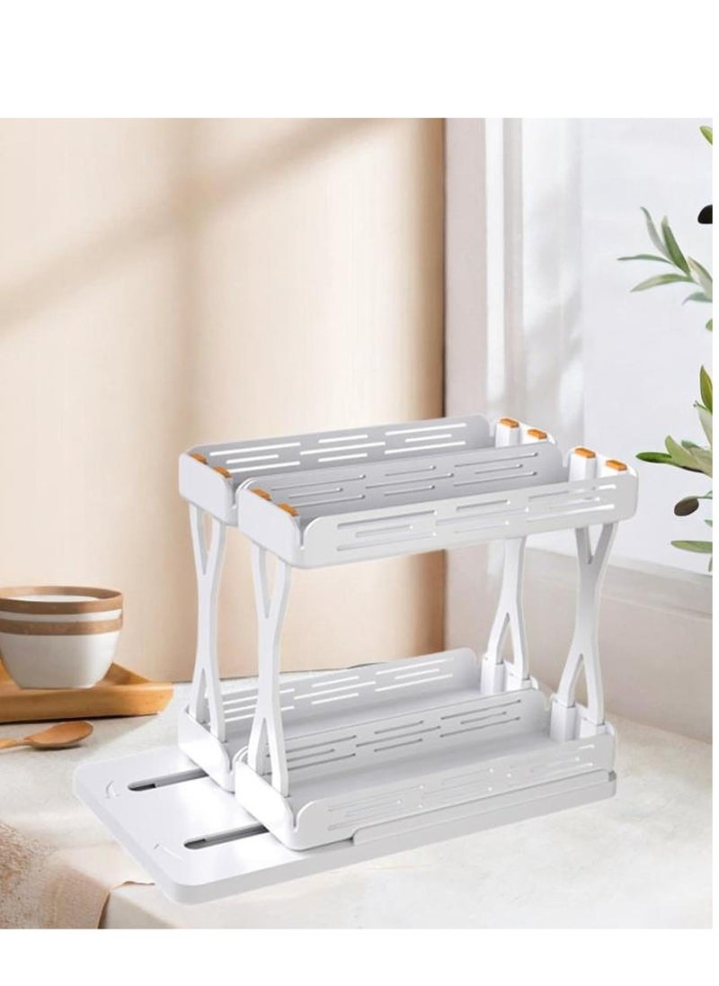 Generic Extendable Spice Rack, Spice Rack, Multipurpose Storage Holder, Cabinet, Extendable Spice Rack, Sliding Spice Organizer Rack, Double layer  - Image 3