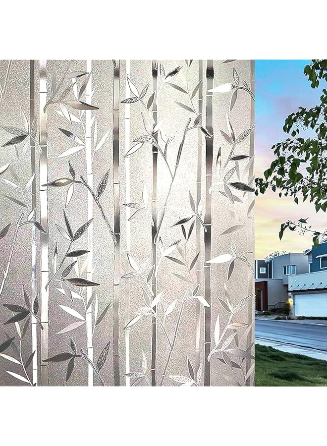 erorex Privacy Frosted Self Adhesive Opaque Static Glass Window Film Window Frosting Film Clings Removable Bamboo Cling Pattern Film For Home Office Store Decoration 45 X 200Cm - Image 1
