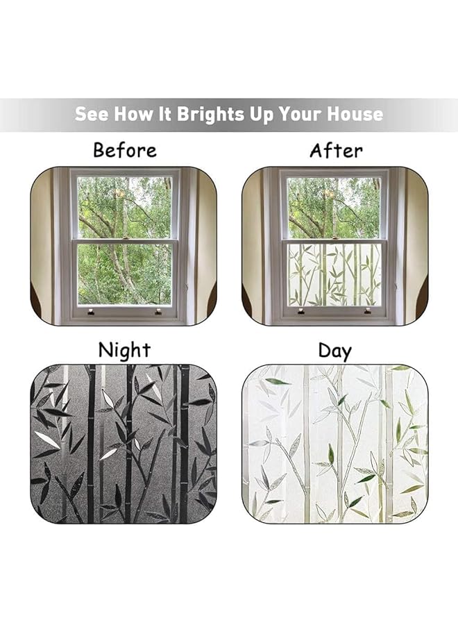 erorex Privacy Frosted Self Adhesive Opaque Static Glass Window Film Window Frosting Film Clings Removable Bamboo Cling Pattern Film For Home Office Store Decoration 45 X 200Cm - Image 3