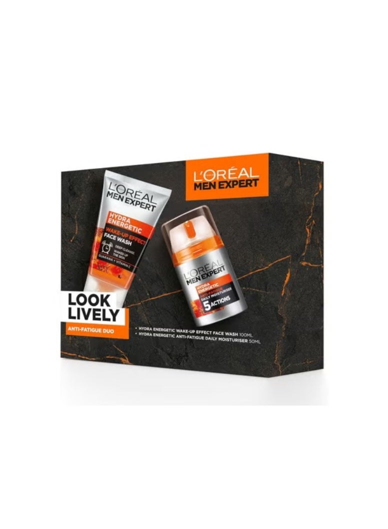 L'or Men Expert Gift Set for Men Look Lively Anti Fatigue Skin Duo: Hydra Energetic Face Wash and Moisturiser 0.277 kg 2 packs - Image 2