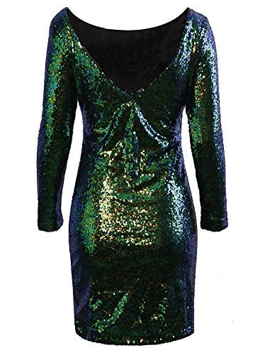 VIJIV Women's Sparkle Glitzy Glam Sequin Long Sleeve Flapper Party Club Dress - Image 2