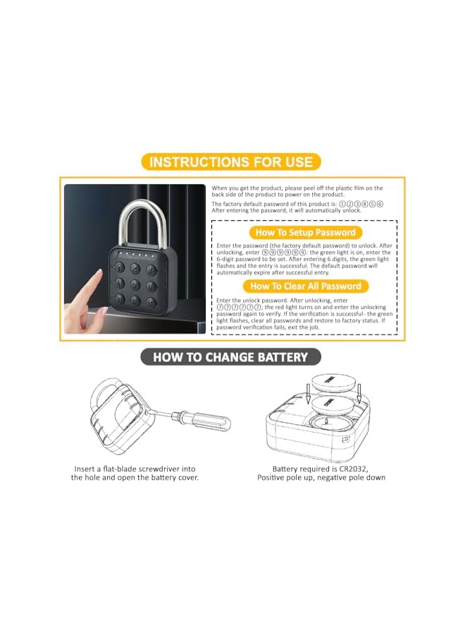 PROMASS PROMASS Electronic Padlock Digital Classic Lock, 6 Digit Combination Password Lock for Gate Door, Warehouse, Shop, Business, Tool Box, School, Gym, Bicycle, Cabinet  - Image 5