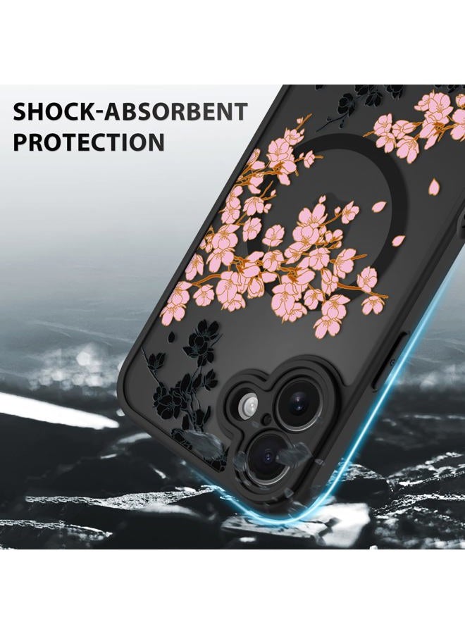 OOK Case for iPhone 16 Plus (Compatible with MagSafe) Floral Flowers Design Translucent Phone Cover Soft TPU + Hard PC Anti-Scratch Shockproof Magnetic Cute Case for Women - Pink - Image 4